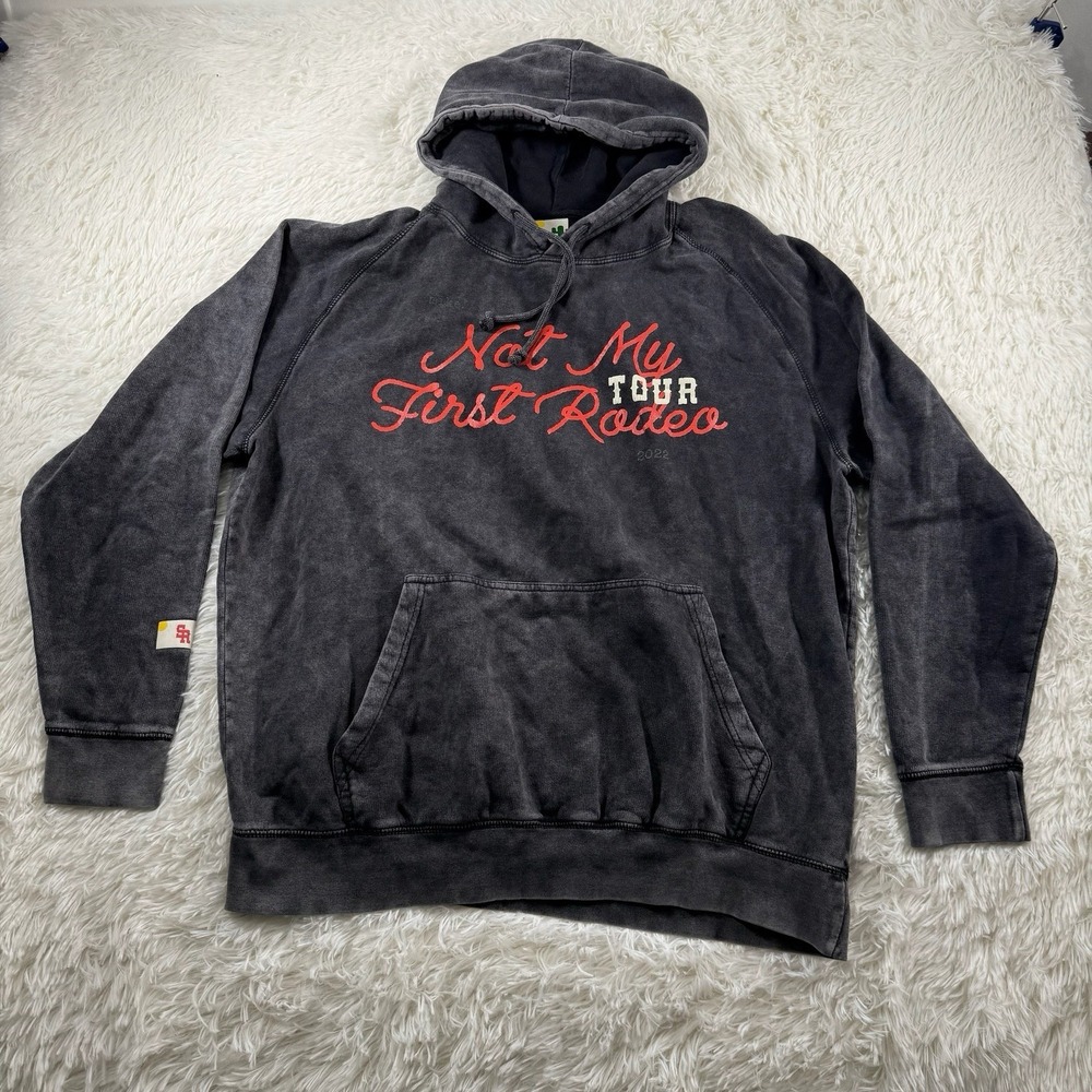 Stevenson Ranch Not My First Rodeo Tour Hoodie Men XL Black Relaxed Western 2022